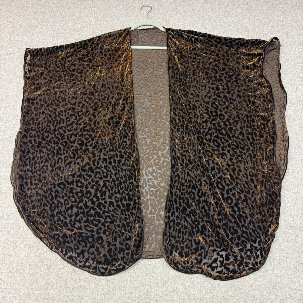 Unbranded Leopard Print Kimono Wrap One Size Brown Gold Burnout Velvet Sheer